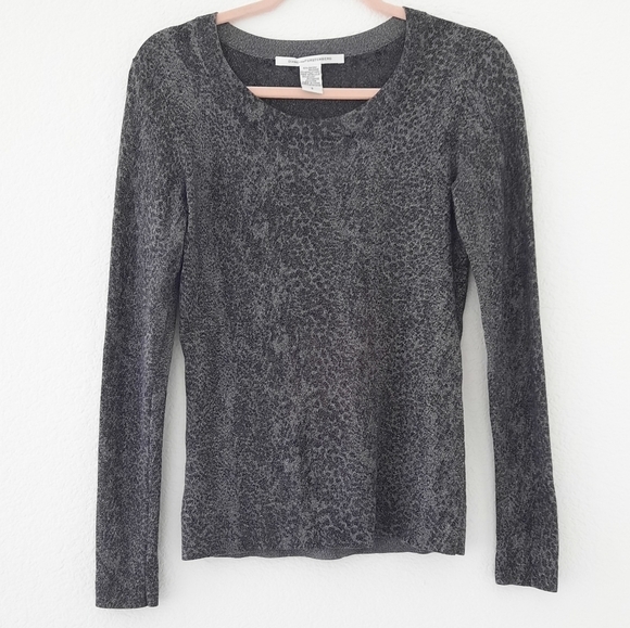 Diane Von Furstenberg Metallic Animal Print Sweater S - Picture 1 of 4